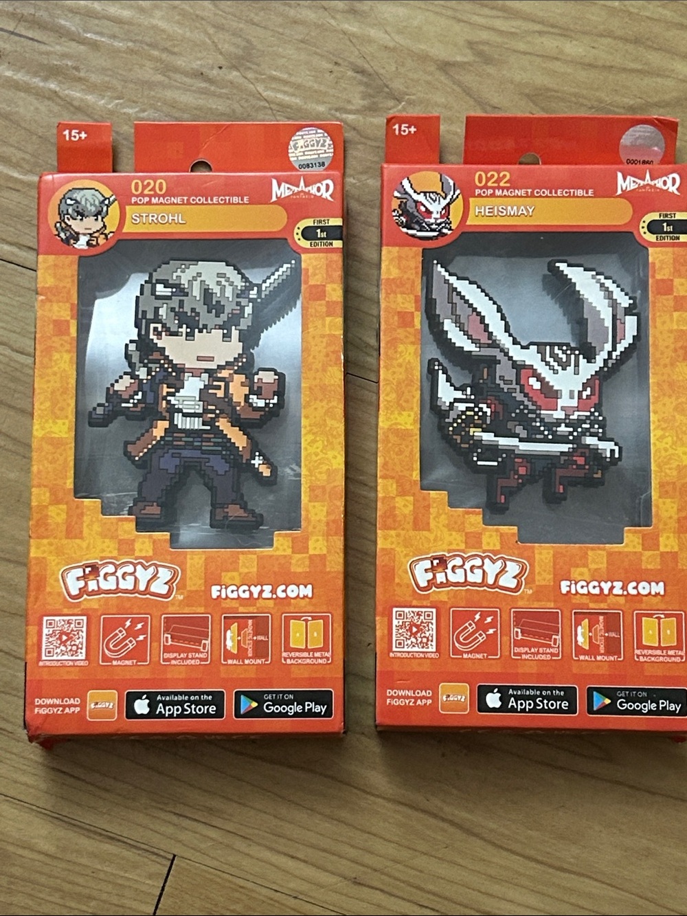 Figgyz Strohl 020 and Heismay 022 Pixel Pop Magnet Collectible 1st Edition